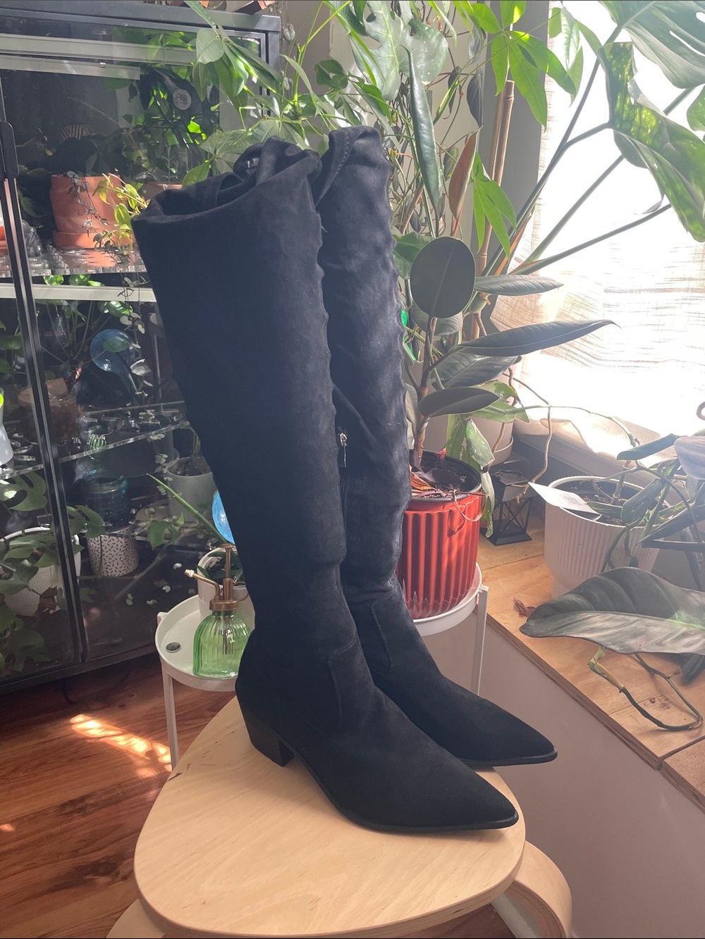 Over-the-Knee Black Faux Suede